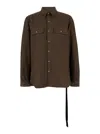 Drkshdw Brown Shirt With Oversize Band And Buttons In Cotton