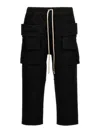 Drkshdw Men Creatch Wide Cargo Drawstring Cotton Trousers In Black