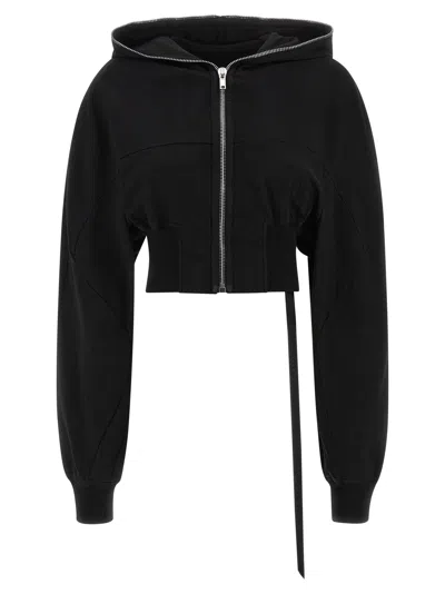 Drkshdw Cropped Compact Cotton Hoodie In Black