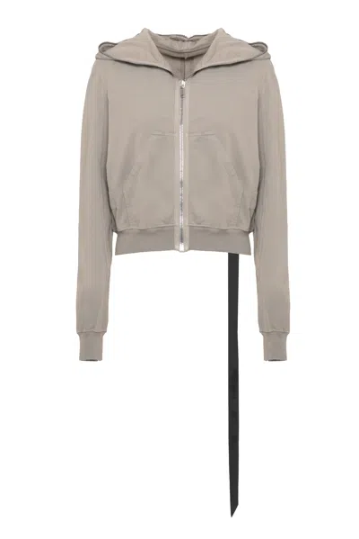 Drkshdw Cropped Grey Cotton Sweatshirt With Iconic Lace Detail In Gray