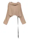 Drkshdw Cropped Hooded Tunic In Neutral