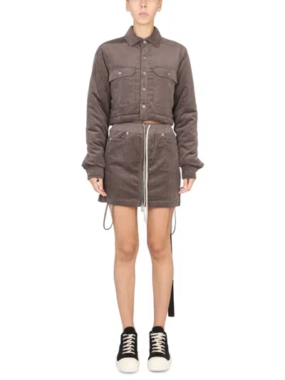 Drkshdw Cropped Jacket In Brown