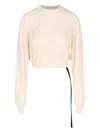 Drkshdw Cropped T-shirt With Lace In Cream