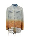 DRKSHDW DENIM SHIRT WITH RIPPED EFFECT ON THE BOTTOM