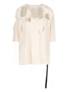 Drkshdw Destroyed T-shirt With Tommy T Lace In Cream