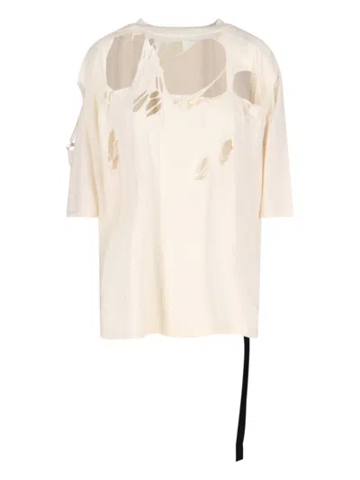 Drkshdw Destroyed T-shirt With Tommy T Lace In Panna