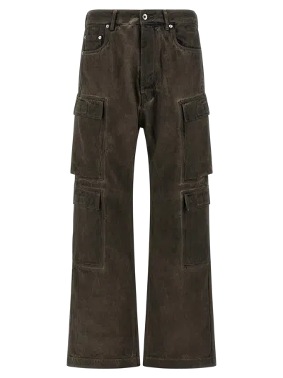 Drkshdw Double-pocket Denim Cargo Pants In Gray