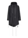 DRKSHDW FISHTAIL BLACK PARKA WITH DRAWSTRING HOOD AND HEM IN TECH FABRIC MAN