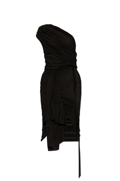 Drkshdw Fog Gathered Mini Dress In Black