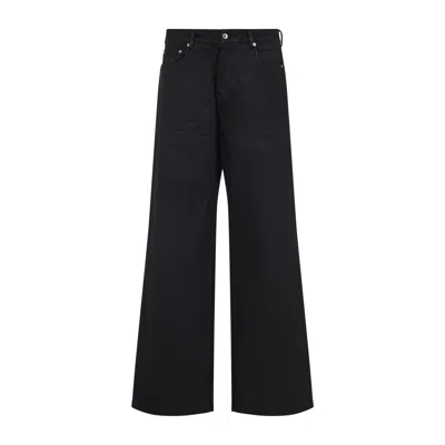 Drkshdw Wide-leg Black Waxed Denim Jeans