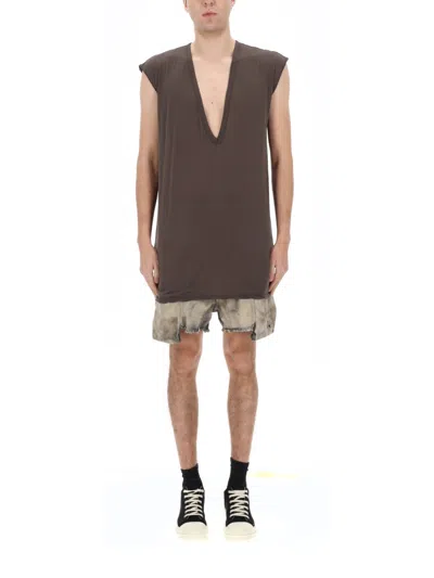 Drkshdw Grey Cotton T-shirt In Brown