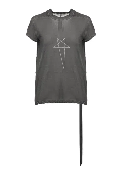Drkshdw Grey Lace-trim Semi-sheer Cotton T-shirt In Gray