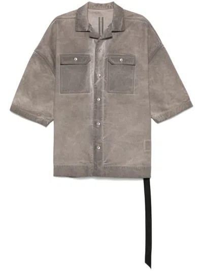 Drkshdw Gunmetal Grey Relaxed Fit Shirt With Button-fastening Pockets In Brown