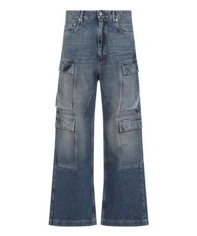 Drkshdw Pantaloni In Denim Double Cargo Jeans Indigo In Blue