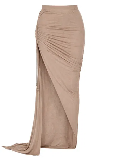 Drkshdw Long Skirt With Slit In Brown