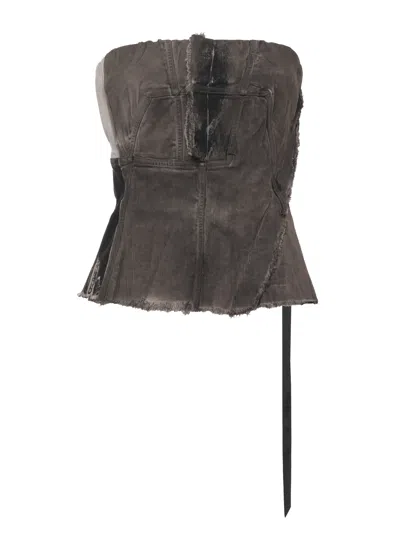 Drkshdw Melange Grey Délavé Bustier Top In Brown