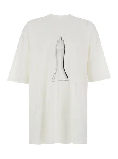 Drkshdw Men's Cotton Crew Neck T-shirt With Maxi Front Print, Oversized Fit In White