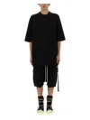 Rick Owens Drkshdw Drkshdw By Rick Owens Oversized Cotton T-shirt With Geometric Design And Relaxed Fit In Black