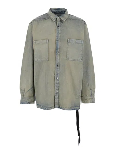 Drkshdw Men's Denim Jacket With Classic Collar, Drawstring Waist Detail In Multi