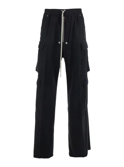 DRKSHDW DRKSHDW MEN 'CARGO BELAS' BLACK CARGO PANTS WITH DRAWSTRING WAIST AND CARGO POCKETS IN COTTON MAN