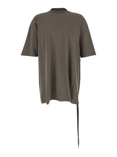 Drkshdw Men Grey Crew Neck T-shirt With Raised Collar In Cotton Man In Brown