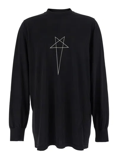 DRKSHDW DRKSHDW MEN BLACK CREWNECK T-SHIRT WITH LOGO PRINT ON THE FRONT IN COTTON MAN