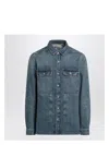 Drkshdw Blue Shirt With Classic Collar And Applied Chest Pockets In Denim Man In Blue