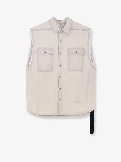 Drkshdw White Vintageeffect Denim Vest In Neutral