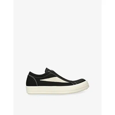 Drkshdw Mens Blk/white Vintage Laceless Canvas Trainers Eur 45 / 11 Uk In Black