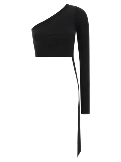 Drkshdw One-shoulder Cotton Blouse In Black