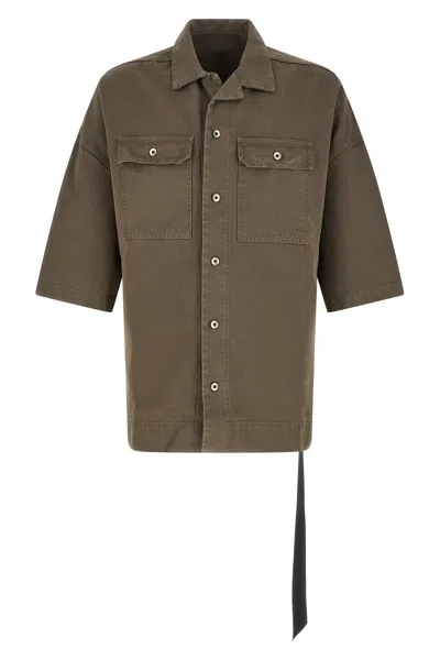 Drkshdw Oversized Cotton Canvas Shirt In Gray