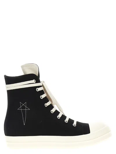 Drkshdw Pentagram-embroidered Canvas High-top Sneaker In Black