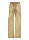 Drkshdw Pusher Pants With Crinkled Texture In Gold
