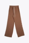 DRKSHDW PUSHER PANTS BROWN COTTON BAGGY SWEATPANT WITH SIDE SNAPS - PUSHER PANT