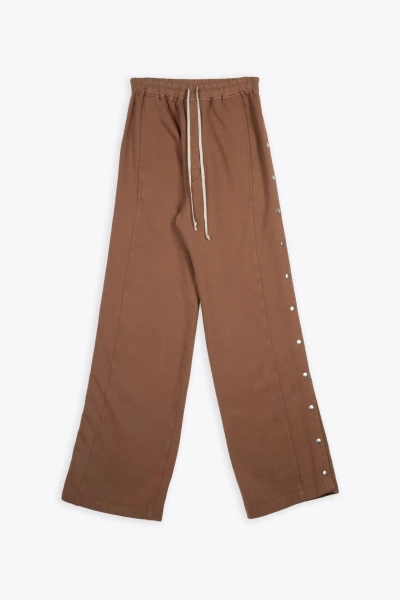 Drkshdw Pusher Pants Brown Cotton Baggy Sweatpant With Side Snaps - Pusher Pant In Cachi