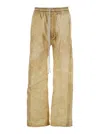 Drkshdw Pusher Pants With Crinkled Texture In Gold