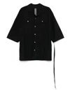 Drkshdw Relaxed Fit Black Shirt With Logo-print Strap In Black