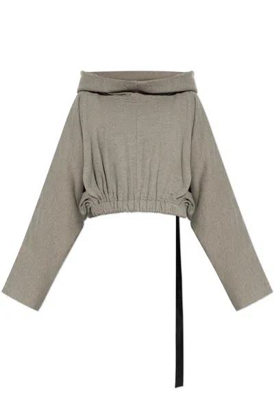 Drkshdw Rick Owens  Cropped Hoodie In Gray
