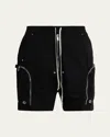 Drkshdw Rick Owens Men's Bauhaus Twill Drawstring Shorts In Black