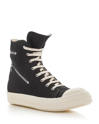 Drkshdw Rick Owens Men's Cargo Zip High Top Sneakers In Black