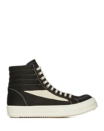 Drkshdw Rick Owens Men's Colour Blocked Woven High Top Trainers In Black