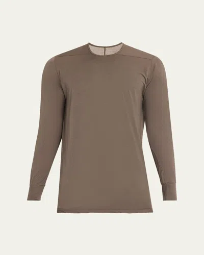 Drkshdw Rick Owens Men's Cotton Front Yoke Long-sleeve T-shirt In Dust