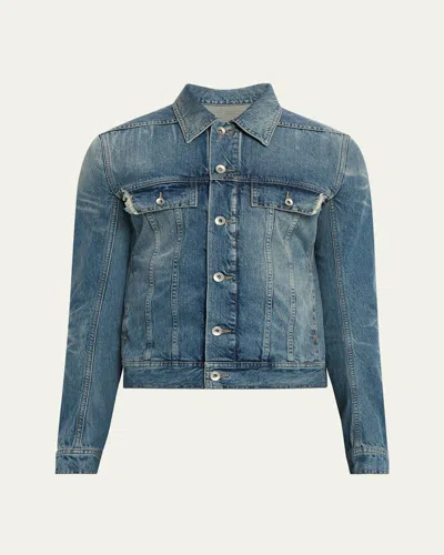 Drkshdw Rick Owens Men's Denim Trucker Jacket In Washed Indigo