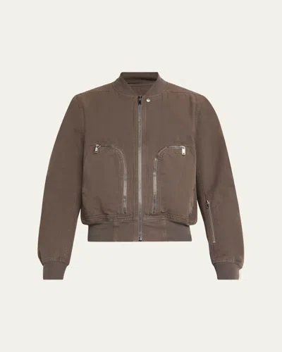 Drkshdw Rick Owens Men's Heavy Cotton Flight Jacket In Brown