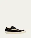 Drkshdw Rick Owens Men's Megalace Sneaks Denim Side-zip High-top Sneakers In Brown