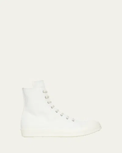 Drkshdw Rick Owens Men's Sneaks Cap-toe Canvas High-top Sneakers In White