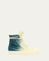 Drkshdw Rick Owens Men's Sneaks Slashed Denim High-top Sneakers In Toothpaste