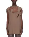 Drkshdw Rick Owens Tarp Regular Fit Destroyed Sleeveless Tee