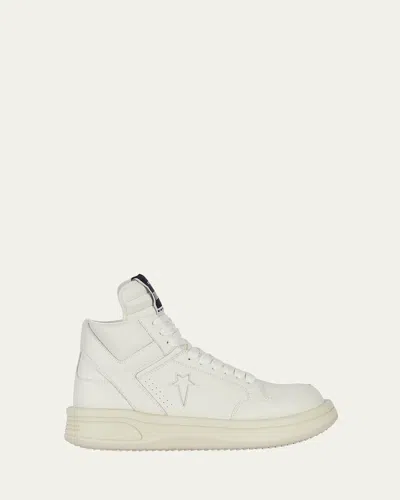 Drkshdw Rick Owens X Converse Men's Turbowpn Leather High-top Sneakers In White