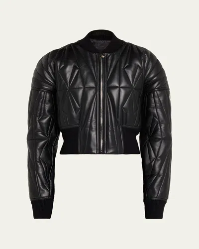 Drkshdw Rick Owens X Moncler Geocamo Nappa Leather Bomber Jacket In Black